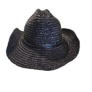 FREE PEOPLE Boho Black Straw Cowboy Hat Cowgirl Hat Country Western Hat Festival